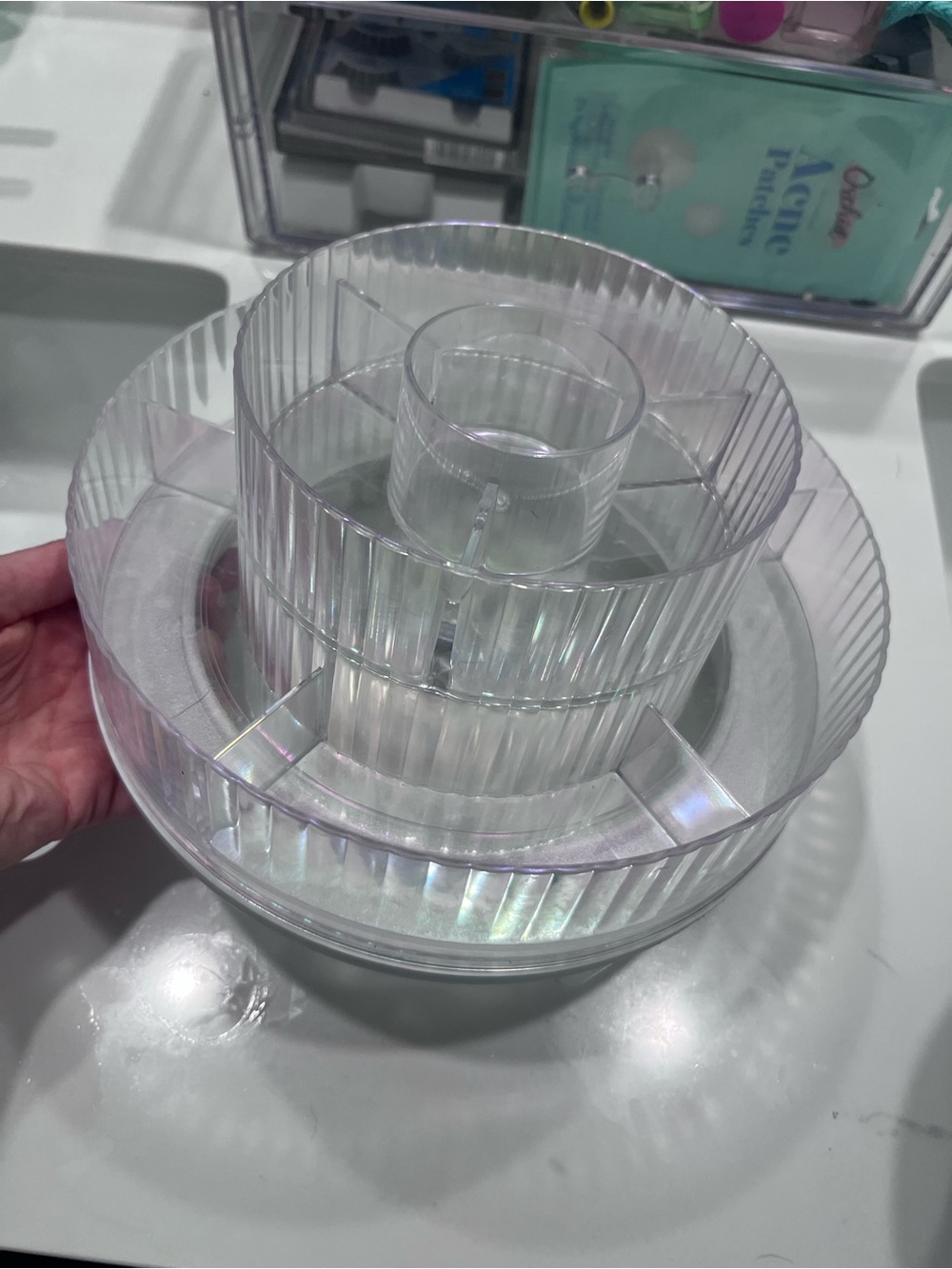 Rotating Iridescent Clear Acrylic Tiered Organizer